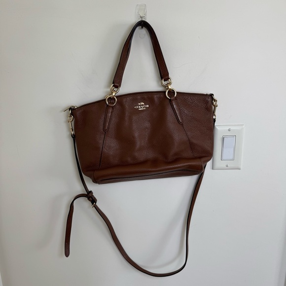 Coach Handbags - Coach Kelsey Brown Pebbled Leather Double Handles
Zipper Closure Satchel Bag